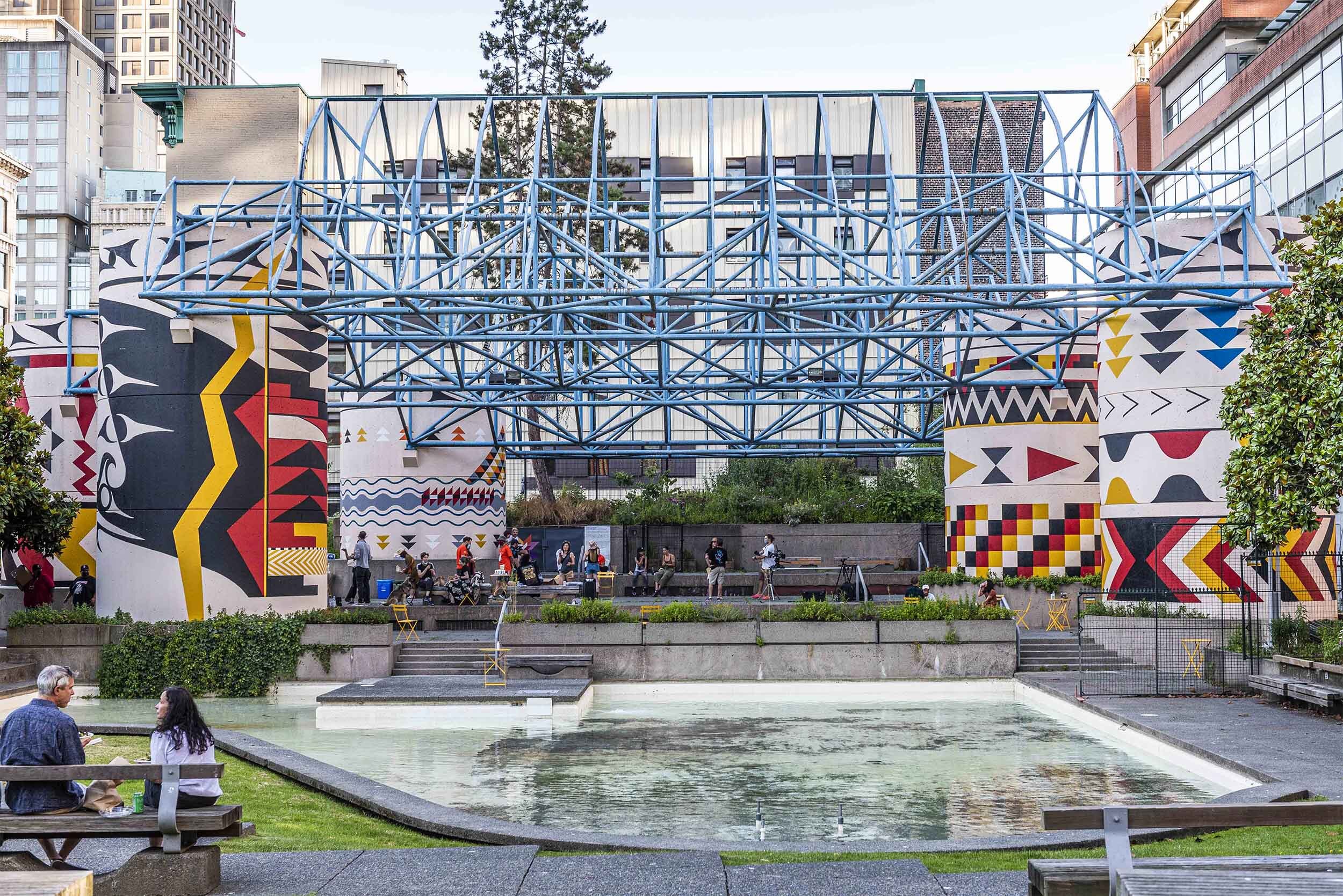 Blanketing The City at Cathedral Square Opening Ceremony for Vancouver Mural Festival (VMF)