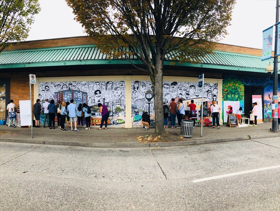 Day 2! Paint By Numbers! We love the look of the highly realistic buildings rendered with the same love and attention as the self-portraits made by Mount Pleasant kids in partnership with the MP Neighbourhood House.