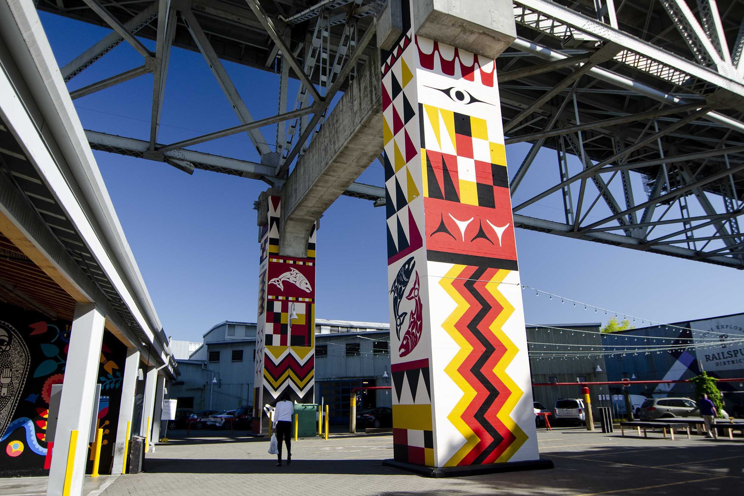 Local Artist Debra Sparrow's Mural of Traditional Shapes for Granville Island Art Smash and VMF.jpg
