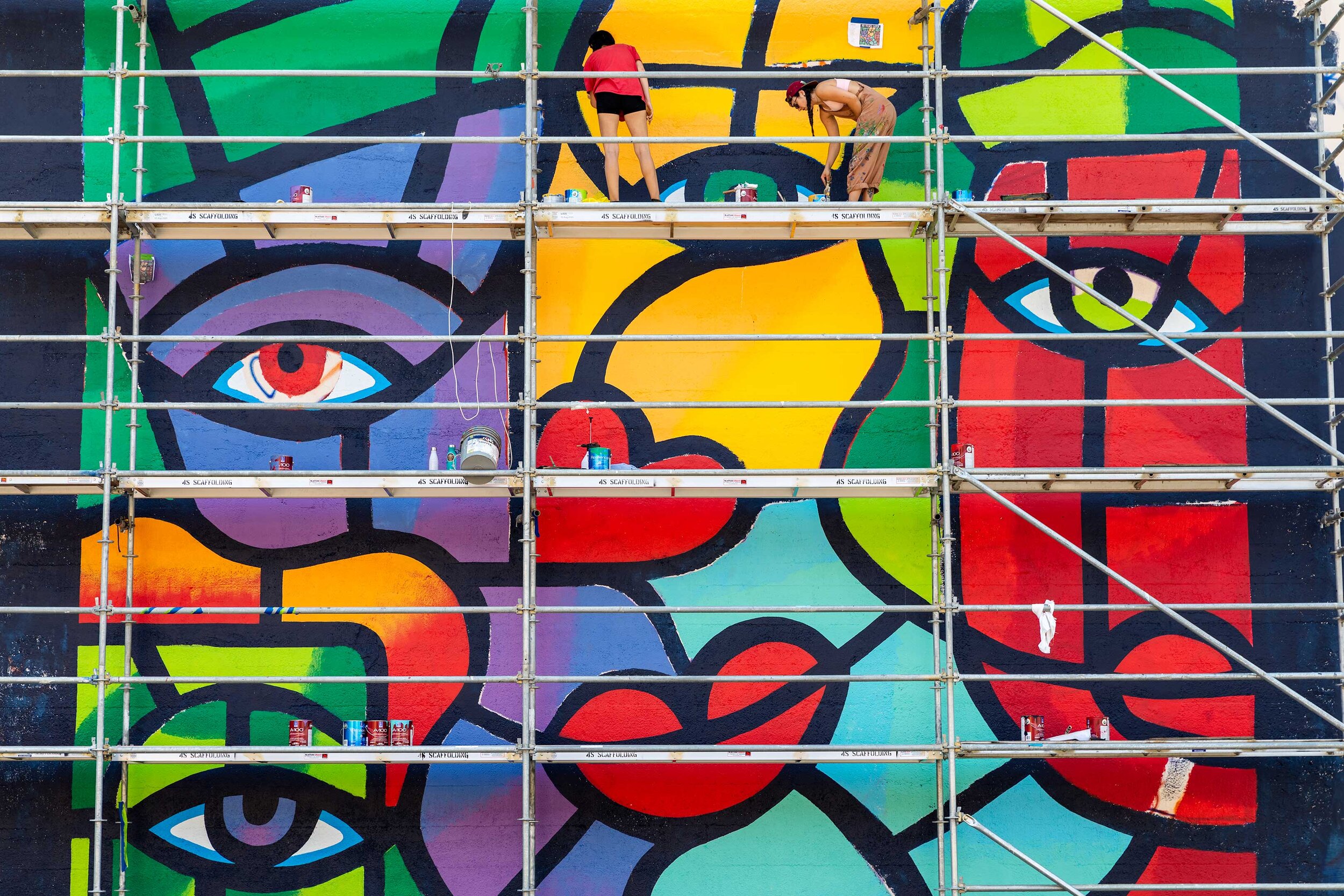 Image of Joe Average’s mural in progress
