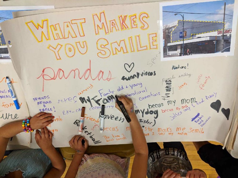  Ben Johnston x Raycam Community Centre = TOGETHER&nbsp;  In advance of the   Strathcona Street Party   this Saturday 12-8pm @ Campbell and Hastings Street, youth at Raycam have been collaborating with the amazing text artist, Ben Johnston,&nbsp;to produce an inspiring new mural that says in 20 foot high letters, "TOGETHER."&nbsp;  Two weeks ago, Savanah Erasmus and Adrian Sinclair from The Vancouver Mural Festival and Jodi Gibson, the Youth Programmer at Raycam, gave the youth from all the after-school programs at the centre the chance to shape the message in Ben Johnston's mural.&nbsp;  The youth were asked:  What inspires you?   What Makes you Smile?  The answers were sweet,&nbsp;funny, and even practical. The theme that stood out from the answers was the importance of friends, family, brothers, sisters, moms and dads! Almost everything that inspired the youth was about feeling connected and supported. What makes them smile? Togetherness!&nbsp;  Raycam is a pretty incredible community hub. They like to say, that they are not a Community Centre, but rather Raycam is " The Centre of The Community ."&nbsp;  Come out this Saturday to learn about the  RENEW   RAYCAM  Campaign! Stop by their booth where you can learn about their plans for a renewed community centre and 200 units of housing!&nbsp; More Info on the event  here .&nbsp; Check out a SNEAK PEAK VIDEO CLIP of the mural in process  here .&nbsp;  Ben Johnston's Mural funded by Low Tide Properties. 